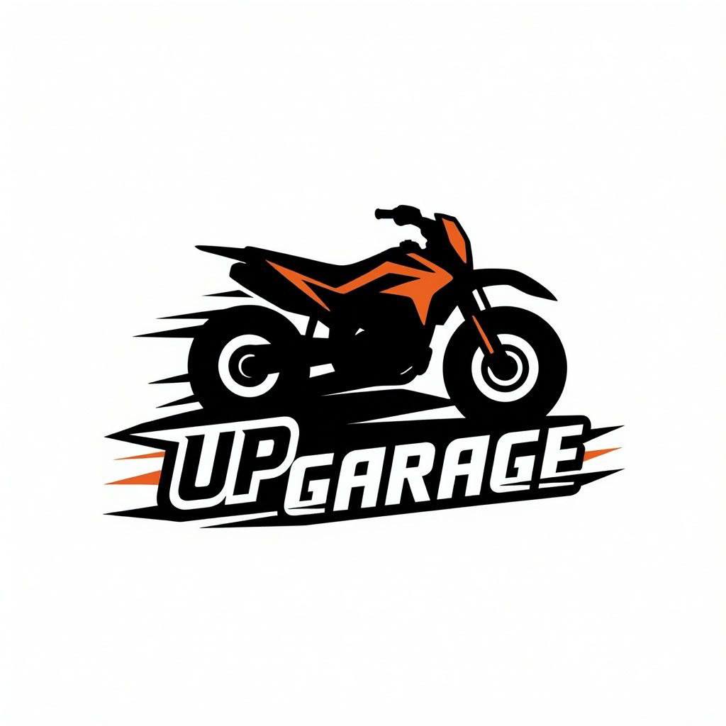 UP GARAGE — логотип с эндуро-мотоциклом